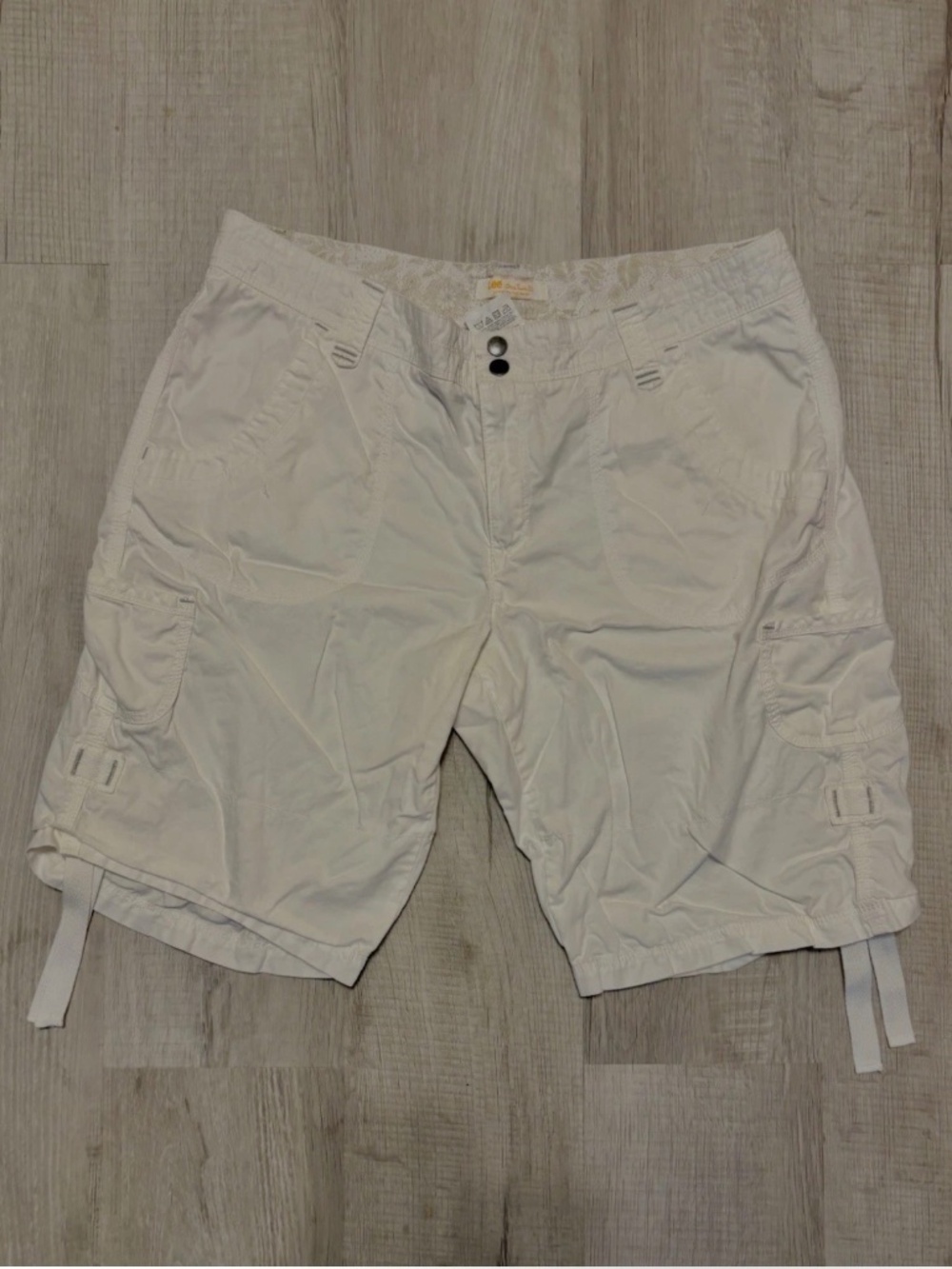 Lee One True Fit Cargo Shorts Womens 16 Petite White Cotton Utility Drawstring